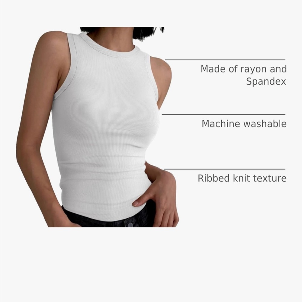 Sleeveless White Ribbed Top - Picture 4 of 5